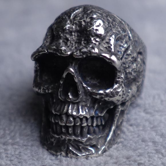 Stainless Steel Gun Metal Colored Skull Ring Size 14 RSRN-705 - Picture 1 of 6